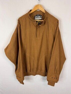 Zero Restriction Mens XL Microsuede Golf Outerwear Pullover Brown 4092A